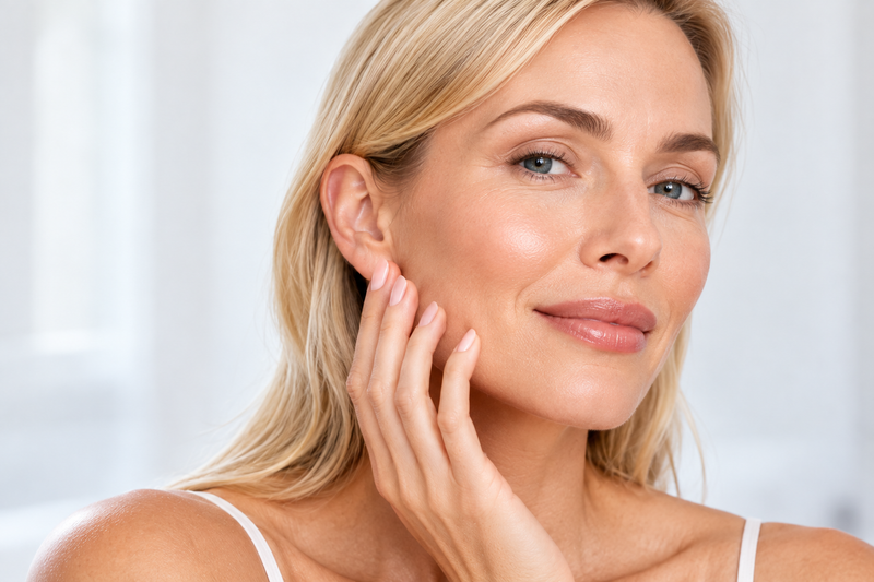 Woman with radiant, glowing skin