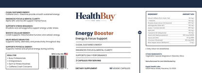 HealthBuy Energy Booster product label with ingredients