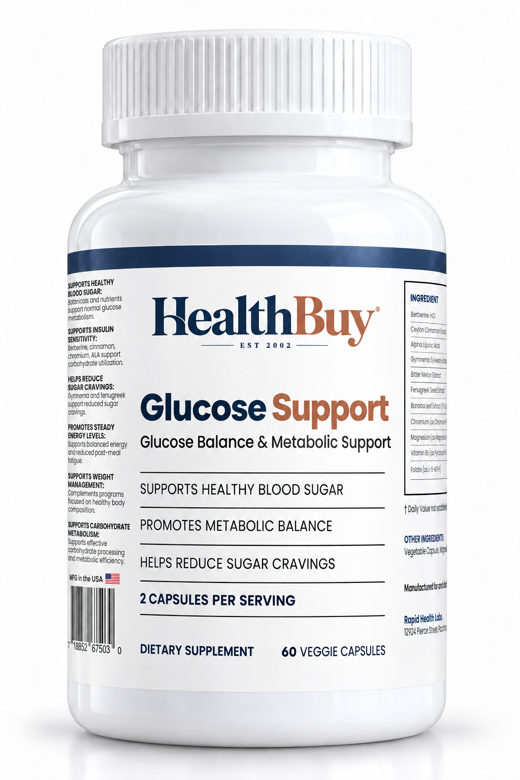 HealthBuy Glucose Support bottle