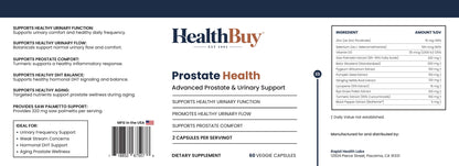 HealthBuy Prostate Health product label with ingredients